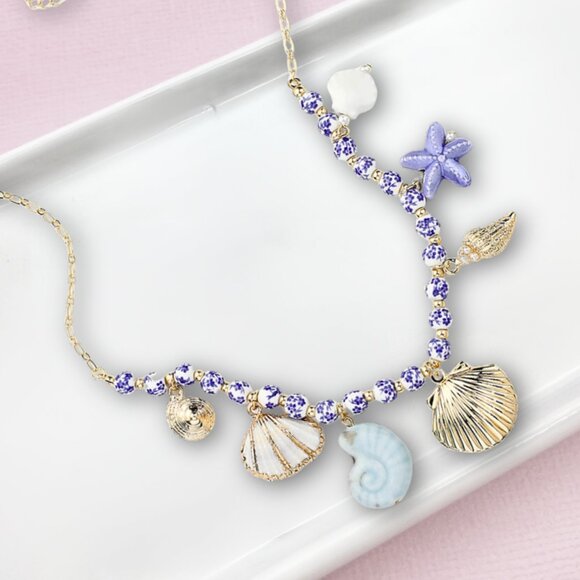 NEW Shell Locket Puka Ceramic Starfish Sealife Charm Sea Beach Charm Necklace - Picture 3 of 9